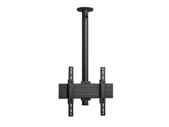 Alt-Text (deutsch): Schwarze Deckenhalterung für Fernseher, Modell "Black Ceiling TV Mount", mit verstellbarem Vertikalrohr und horizontalen Halterungen zur sicheren Befestigung eines Flachbildschirms; ideal zur flexiblen Deckenmontage in Wohn- oder Geschäftsräumen - zum Kaufen oder Mieten geeignet. SEO-Schlüsselwörter: Deckenhalterung, Fernseher, Black Ceiling TV Mount, Flachbildfernseher-Halterung, Überkopfmontage.