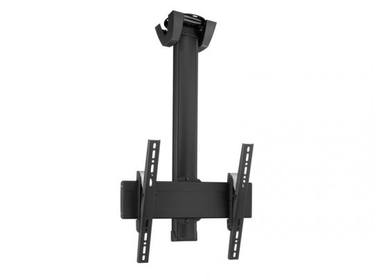 Schwarze, verstellbare TV-Wandhalterung mit vertikalem Arm und Montagehalterungen, geeignet zum Halten und Neigen von Flachbildfernsehern-ideal als flexible Lösung zum Mieten oder Kaufen für modernes Wohnen.