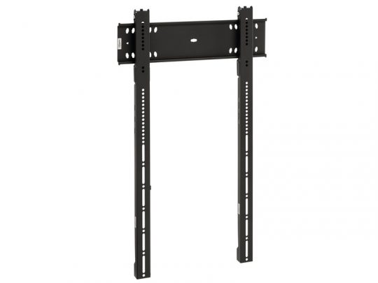 Schwarze TV Wandhalterung aus Metall, Modell "black metal wall mount bracket", geeignet für Flachbildfernseher - zeigt eine stabile, horizontale Montageplatte mit mehreren Löchern und zwei langen, verstellbaren vertikalen Armen; ideal zum Mieten oder Kaufen.