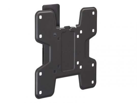 TV Wandhalterung aus schwarzem Metall mit flachem Panel, mehreren Schraublöchern und X-förmigem, abgerundetem Design-ideal zum sicheren Befestigen von Flachbildfernsehern an der Wand; besonders geeignet zum Kauf oder zur Miete.