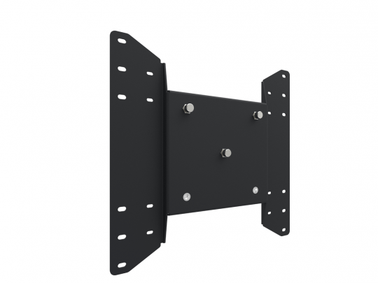 Schwarze, verstellbare TV-Wandhalterung für Flachbildfernseher mit zwei Seitenarmen und zentraler Platte. Die TV-Halterung bietet mehrere Schraublöcher zur flexiblen Montage und ist ideal zum Kaufen oder Mieten geeignet. Perfekt zur sicheren Befestigung moderner Fernseher an der Wand.