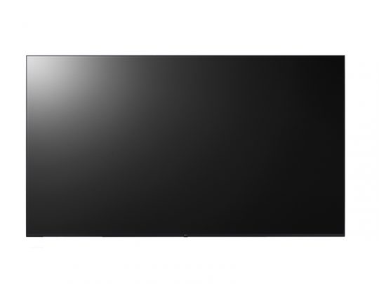 Moderner Flachbildfernseher mit großem, schwarzem Bildschirm und dünnem Rahmen, aufgestellt vor weißem Hintergrund. Ideal für Heimkino und Wohnzimmer - Ultra HD Smart TV Design.