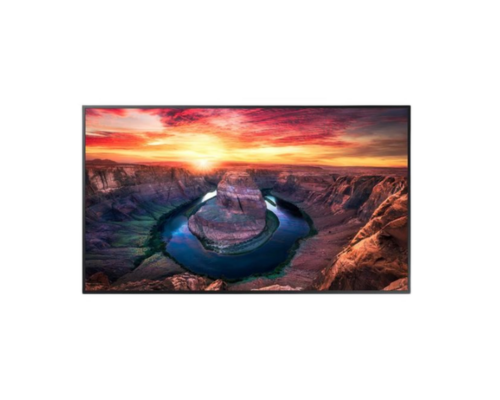 Gerahmtes Foto "Horseshoe Bend": Flusskurve im Canyon bei Sonnenuntergang, leuchtender Himmel in Orange, Pink und Lila.